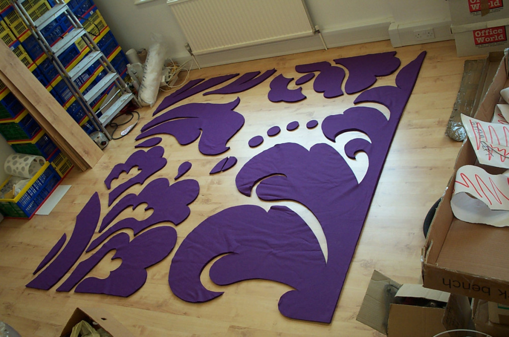 Heals display flock felt pieces work in progress