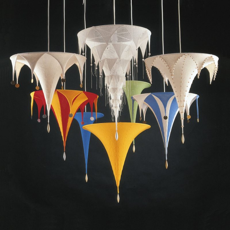 Knitted Chandeliers pendant lampshades © Dan Maier