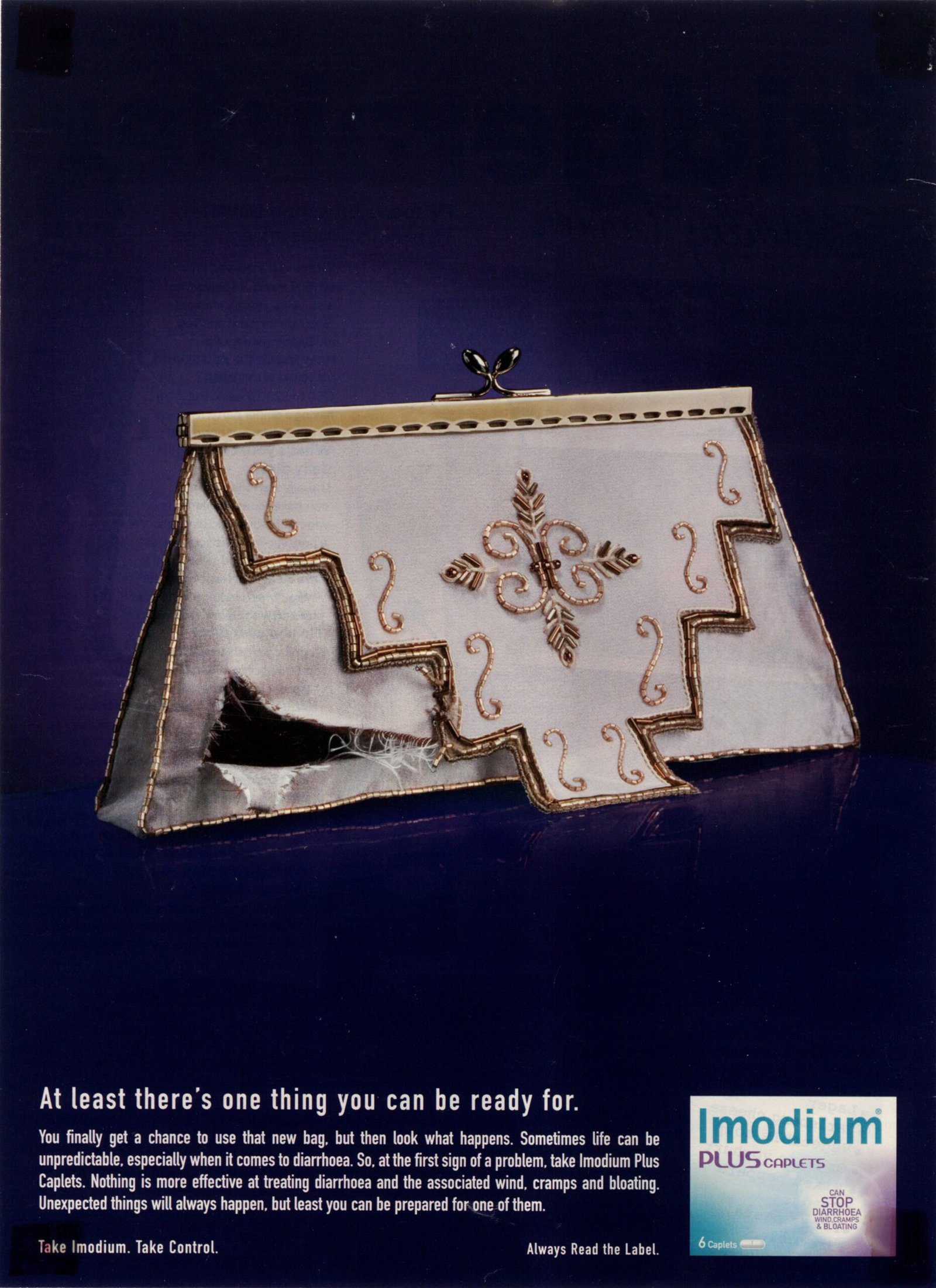 Immodium advert silk hand-beaded handbag Team Saatchi Dan Maier