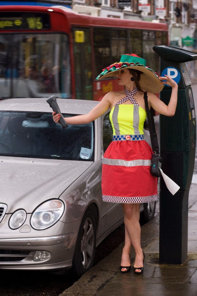 Parking outfit - upcycled parking uniform PPE clothing for PR campaign © Dan Maier Extraordinary Design