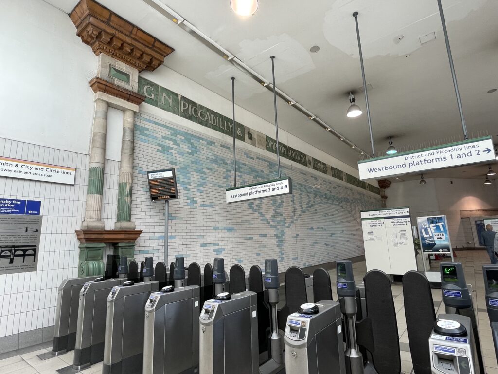 Hammersmith Station main ticket hall including salvaged 1874 facade